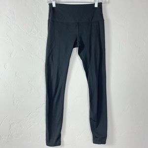 Reebok Leggings Solid Black Running Workout Athletic Fleece Lined‎ Knit Pull On